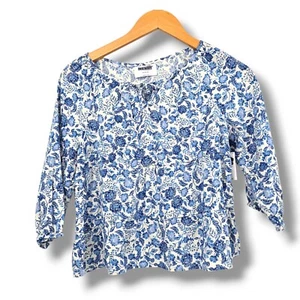 NEW Old Navy Floral Peplum Top Girls Blouse 3/4 Sleeve Blue White XL (14-16) - Picture 1 of 7
