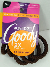 GOODY Volume Boost Ponytailers Elastics Hair Tie for Fine Hair - 5ea Dark Brown