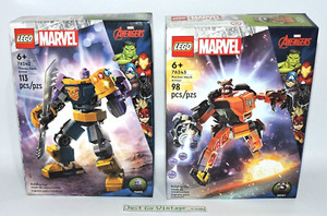 2 LOT LEGO Marvel Avengers 76242 Thanos & 76243 Rocket Mech Armor NEW Box Damage