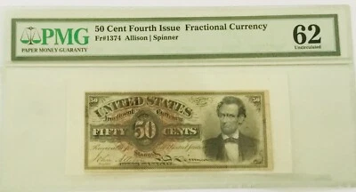 1869 Fractional Fourth Issue - 50 Cent - PMG 62  - Fr 1374  - Nice Piece - Image 1 of 2