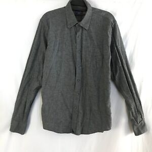Untuckit Slim Fit Shirt Men Size Medium Gray Button Up Pocket Long Sleeve Knit