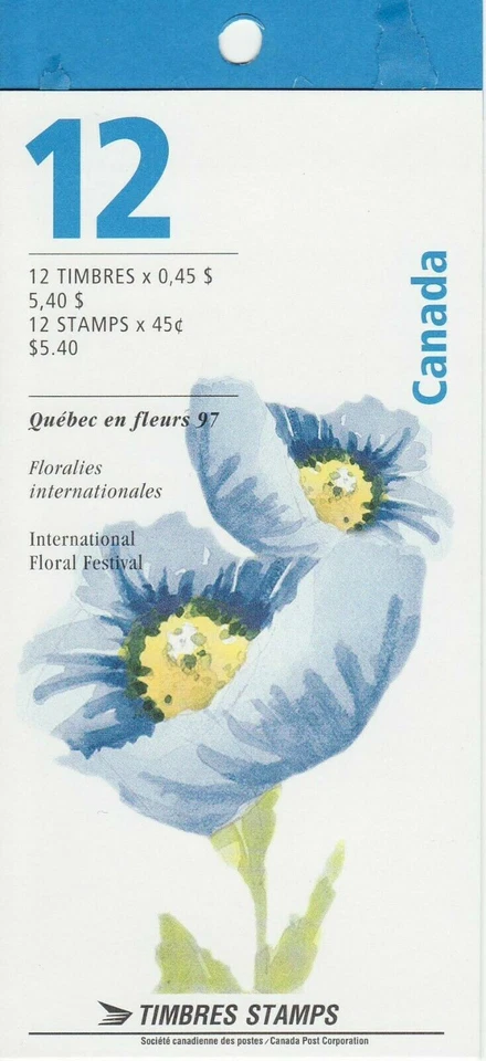 Canada 1997 BOOKLET BK199, 1638a, BLUE POPPY,  PANE OF 12  MNH - Image 1 of 1