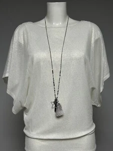 Costume Jewellery Long Chain Necklace Stars and Tassel with Black and White Bead - Picture 1 of 5