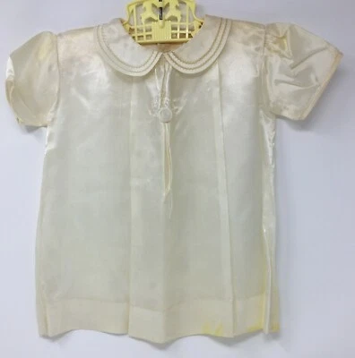  Vestido vintage de nailon amarillo con bordado y apliques para niñas pequeñas Foto 1 de 4