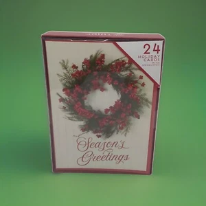 Christmas Cards Foil Glitter Seasons Greetings 24 Holiday Cards With Envelopes - Picture 1 of 7
