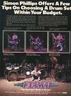 1983 Kit de batterie imprimée Ad of Tama Swingstar Royalstar Imperialstar avec Simon Phillips