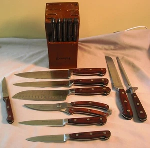Emojoy German Stainless & Pakka wood 15 Piece Knife Set & Block - Picture 1 of 8
