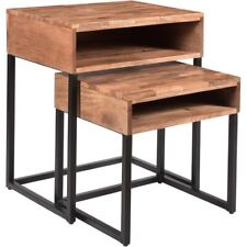 Coast To Coast Imports Baker's Set of 2 Nesting Tables in Natural/Black