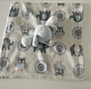 Blankets And Beyond Elephant Owl Blue Grey Security Baby Blanket - Picture 1 of 5