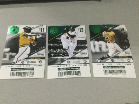 Oakland A’s Athletics 2017 TICKET STUB VS MARINERS~4/20/17-4/22/17-4/23/17 Cover