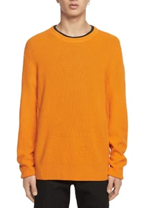 Rag & Bone Men’s Orange Kaden Rib Knit Cashmere Crew-Neck Pullover Sweater - Picture 1 of 2
