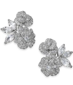 $68 Kate Spade silver  tone crystal flower earrings THAT SPECIAL SPARKLE  #607 - Picture 1 of 9