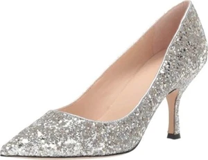 Décolleté da sera donna Kate Spade eleganti argento glitter Sonia taglia 10,5 M - Foto 1 di 3