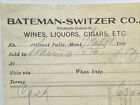 Bateman-Switzer Wholesale Dealer Wines Liquors Cigars Great Falls MT Paid Recpt