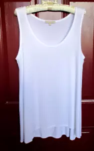 CLEARANCE Joan Vass Tank Top Hi Lo Hem LARGE White EUC - Picture 1 of 6