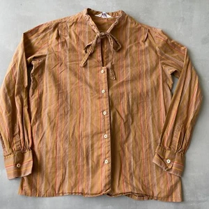 Vintage Nik Nik Shirt Womens 13/14 Fits like Medium Tie Neck Western Brown - Picture 1 of 7