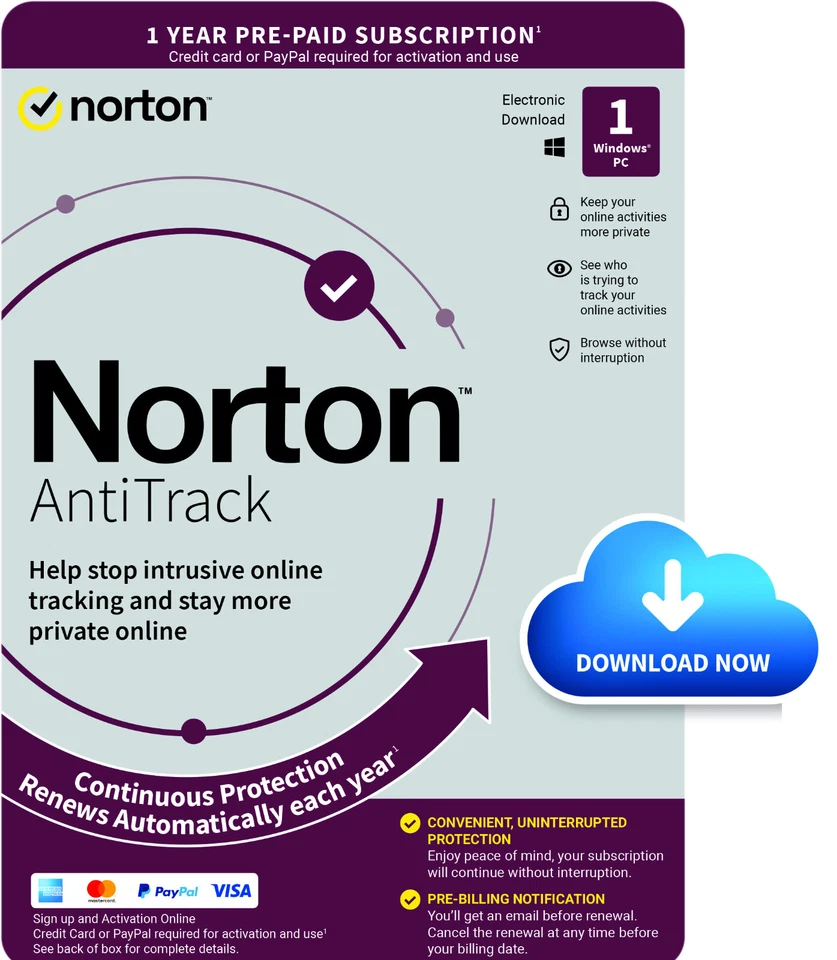 Norton 2026 Antitraccia per 1 Dispositivo 12 Mesi - Consegna Email 5 Minuti - Regno Unito & UE