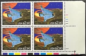 US Scott #2543 Future Space Craft, 1993 Plate Block of 4, $2.90 MINT-NH, EX-Fine - Picture 1 of 2