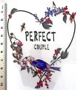 10 Thermal Heat Transfer Sticker patches For Clothes Love Flower Bird HT020La - Picture 1 of 1