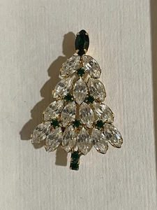 Eisenberg Eis Smaragd & Kristall Strass Weihnachtsbaum 2" Brosche Anstecknadel - selten - Bild 1 von 5