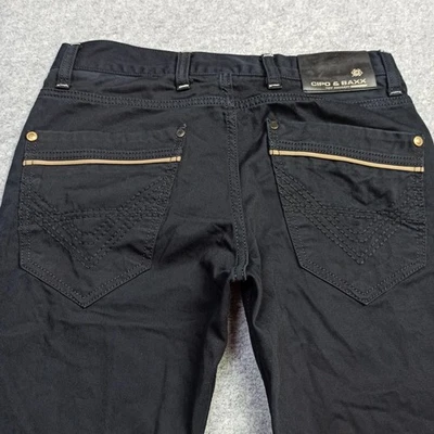 Pantalones de mezclilla para hombre Cipo & Baxx W30 L32 negros regulares botones rectos talla 30x32 Foto 1 de 4