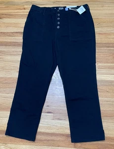 A.n.a. Women's 14 Black High Rise Straight Pants Button Fly NWT Cotton Blend - Picture 1 of 9