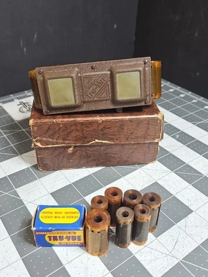 Vintage Tru-Vue Bakelite Stereoscope Stereoview Viewer Toy 8 Film Strips Lot - Image 1 of 4