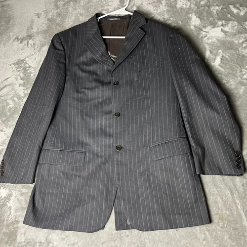 Giacca blazer Alexander McQueen uomo 52 grigio gessato misto lana super 110's