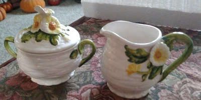 Margarita Lefton vintage color crema y azúcar amarillo # 3856 Foto 1 de 4