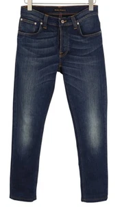 Nudie Jeans Grim Tim Hombre Vaqueros W31 L30 Lavado Azul Intenso Ajustado Botón - Imagen 1 de 8