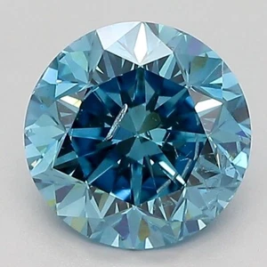 Lab Grown / Created IGI Certified Round 1.84ct I1 Diamond Fancy Vivid Blue - Picture 1 of 2