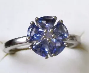 Genuine Tanzanite Flower Ring / size 8 / 925 Sterling Silver / 1.2 cts - Picture 1 of 5