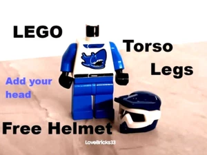New LEGO Guy Dirtbike HELMET SHARK Tshirt Goggles Snowboarder Torso Legs Body - Picture 1 of 1