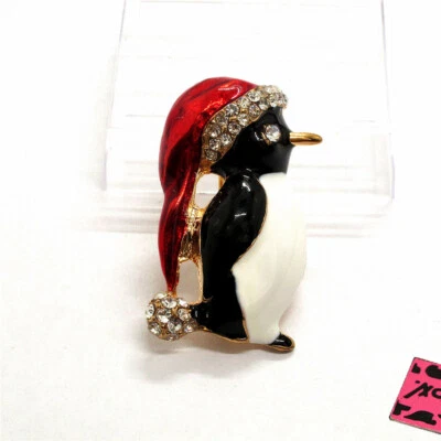 Nuevo Moda Mujeres Colorido Esmalte Pingüino Navidad Sombrero Cristal Broche Prendedor Regalo Foto 1 de 4