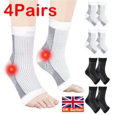 DAYDAYUP-UK 4 Pairs Neuropathy Socks Ankle Brace and Tendonitis Pain Relief Compression Sock