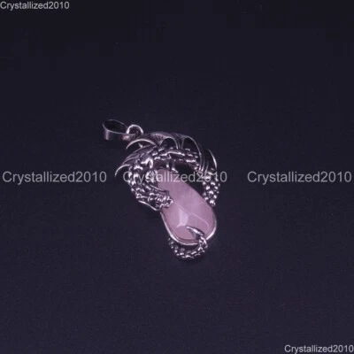 Collar Colgante Piedras Preciosas Naturales Lágrima Dragones Nidhogg Cuentas Plata Tibetana Foto 1 de 4