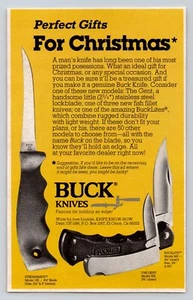 Vintage 1984 Buck Knives Streammate, Bucklite & Gent For Christmas Kleingedruckte Anzeige - Bild 1 von 1