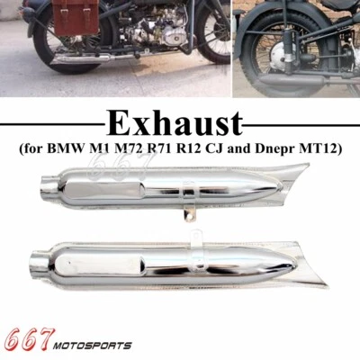 Tubo silenciador de escape cola de pez lado Ural para BMW M1 M72 R71 R12 CJ Dnepr MT12 Foto 1 de 4