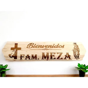 Personalized Laser Engraved Wood Sign 26.6"(W) Customized. Add Last Name - Picture 1 of 5