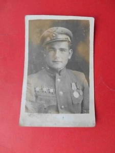 URSS 1946 Pilota russo con 3 ordini della stella rossa, premi foto reale soldato - Foto 1 di 2