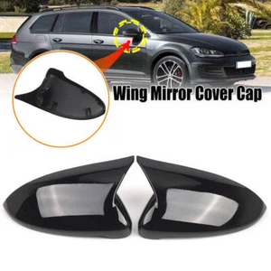 Gloss Black Wing Mirror Covers Caps For Golf MK7 Rear View Casing UK - Picture 1 of 10