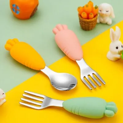 Handle Baby Utensils Tableware Spoon Kids Spoon And Fork Set Baby Fork Spoon • 8.08€