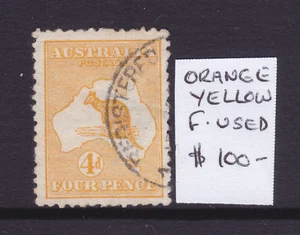 KANGAROO: 4d ORANGE/YELLOW 1ST WMK USED AND SCARCE SHADE!!!! - Picture 1 of 1