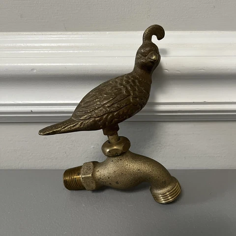 Vintage Heavy Brass Bird Quail Faucet Spigot Cover