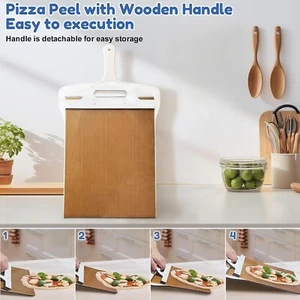 Sliding Pizza Magic Peel Slider Transfer, Wood Pizza paddle non stick 12x21 - Picture 1 of 4