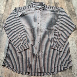 Basic Options Shirt Men's 2XLT Multicolor Striped Button Up Long Sleeve Pockets - Picture 1 of 7
