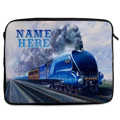 Personalised Steam Train Tablet Sleeve Laptop iPad Case Zip Pouch Bag Mens MS01 - Image 1 of 4