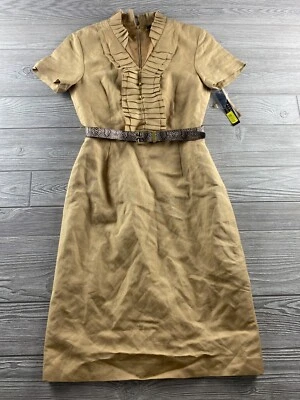 Vestido Alex Marie Justine con cinturón beige tostado cremallera trasera talla 4 precio de venta sugerido por el fabricante $129 nuevo con etiquetas Foto 1 de 4