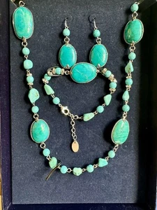Stauer turquoise pendant necklace, Bracelet, And earrings set New - Picture 1 of 2