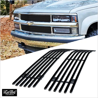 Para 94-99 Chevy Blazer/C/K Pickup/Suburban/Tahoe Negro Billet Parrilla Inserto Foto 1 de 4